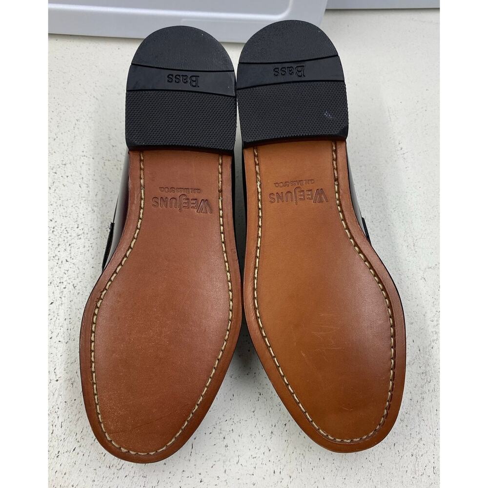 Men Bass WeeJuns Lucas burgundy leather slip-on penny loafers dress shoes, 8.5D - Picture 6 of 7